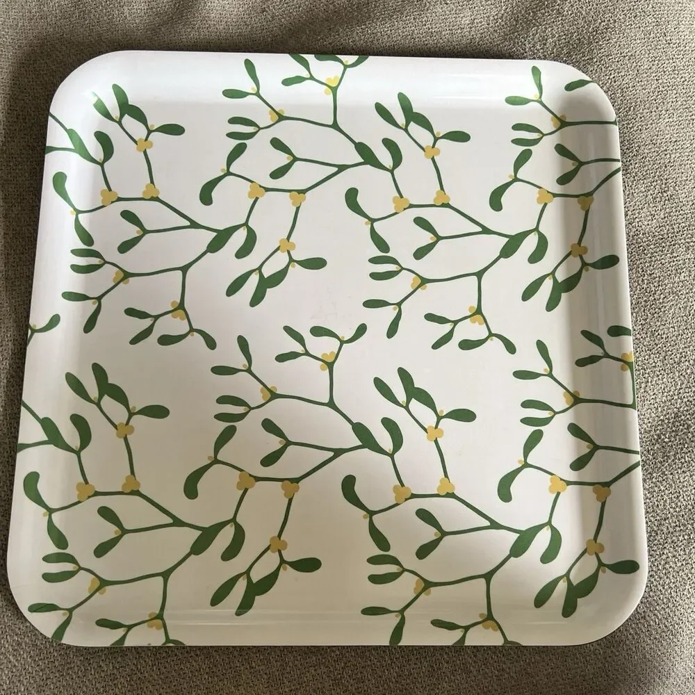 Ikea 13” Green Yellow Vinter Tray White Decor plastic 13